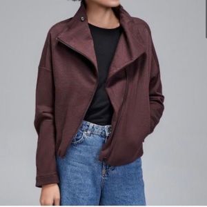 Adidas by Stella McCartney Heartracer Asymmetrical Zip Up Jacket in Burgundy